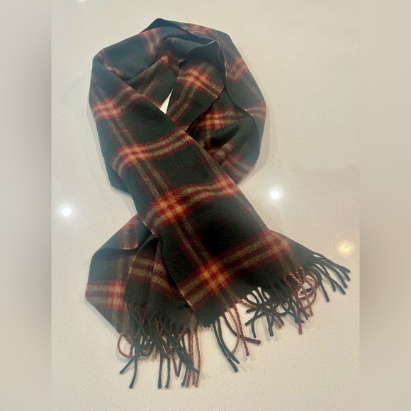 Burberry Cashmere Green Plaid Scarf - Picture 1 of 2